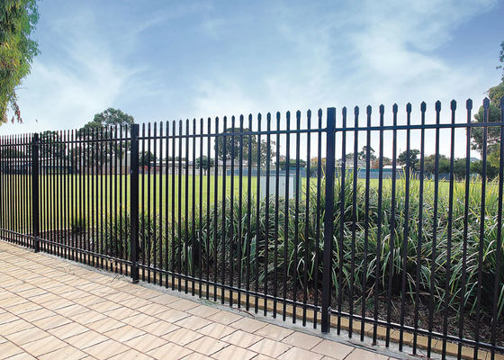 Steel Security Fencing System Black Powder Coated Garrison Security Panels
