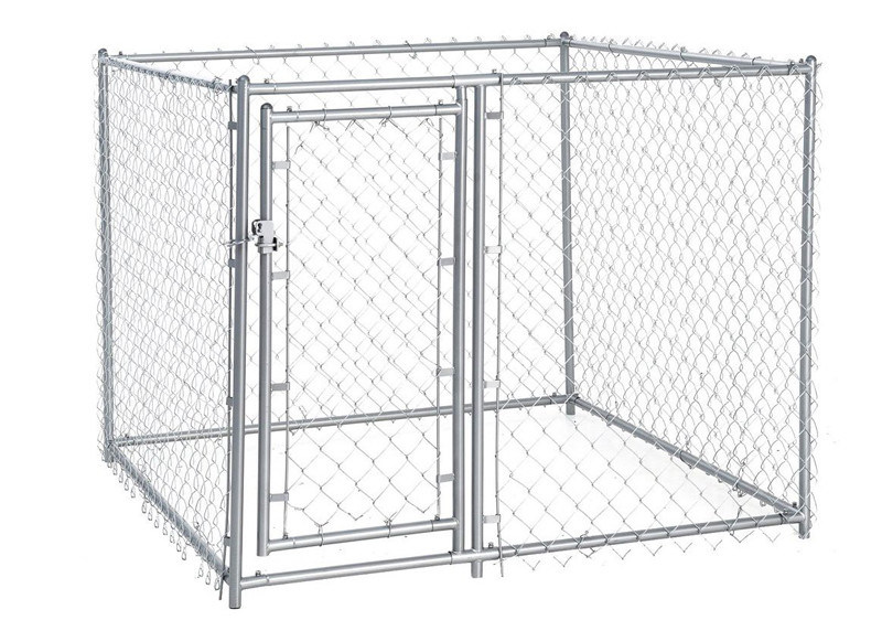 Outdoor Chain Link Dog Kennel 10 X 10 X 6 Feet Classic Galvanized