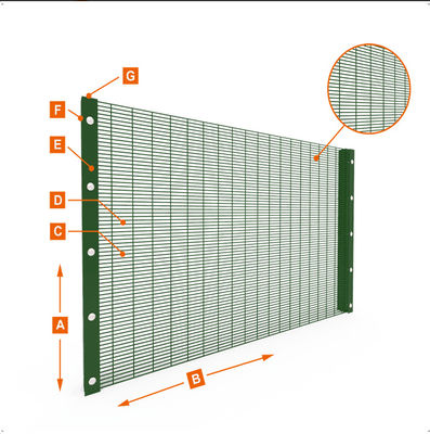 Prison High Security Mesh Fence Powder Coated 358 Anti Climb