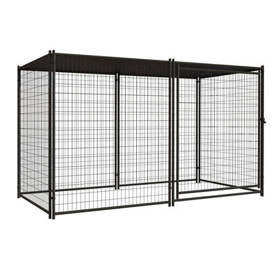 Removable Tray Heavy Duty Outdoor Dog Kennel Black Steel