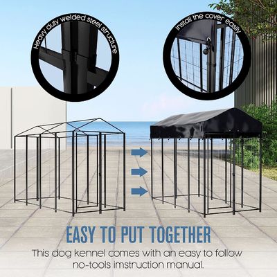7.5 X 7.5ft Heavy Duty Dog Kennel Chain Link With Roof Cover